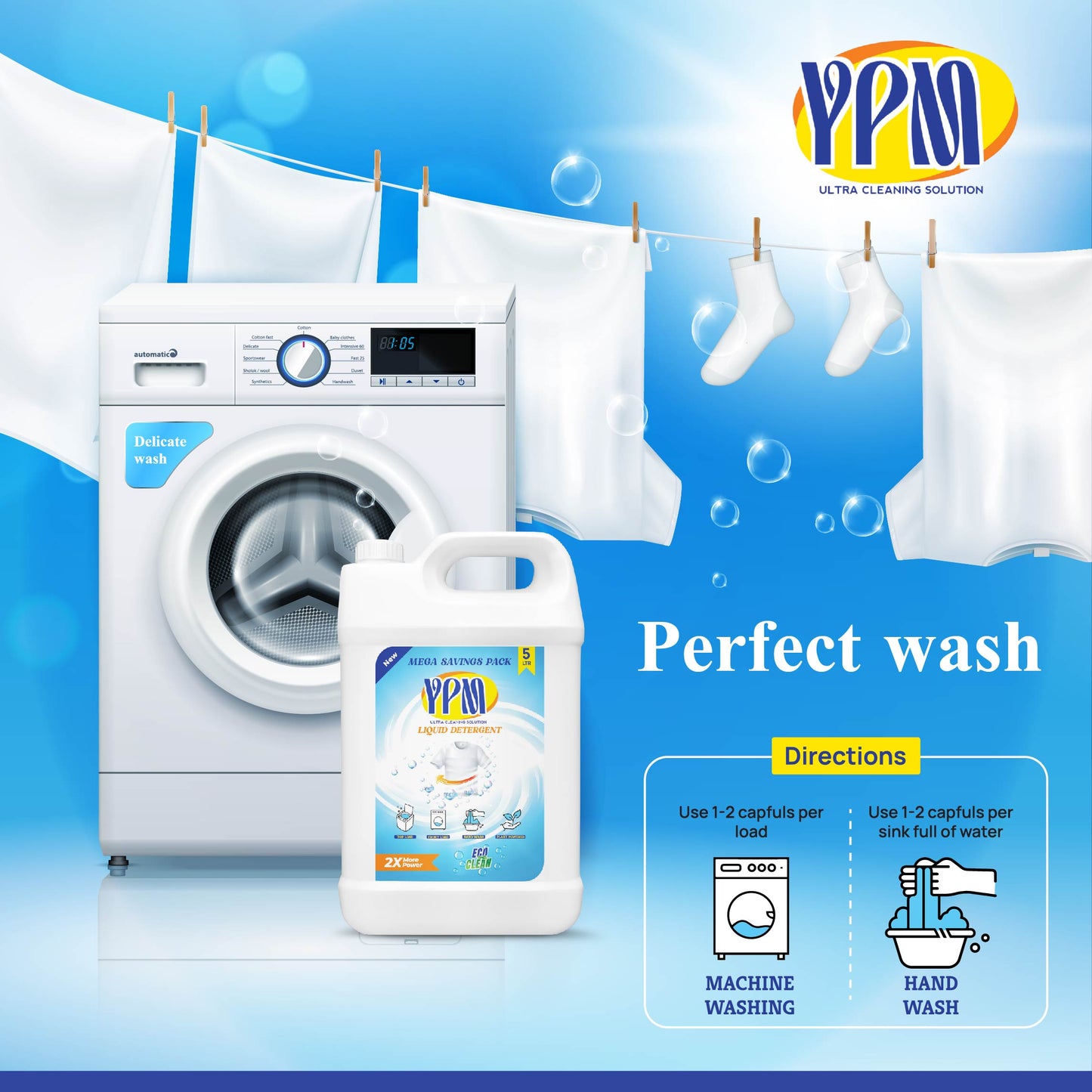 5L Liquid Detergent - Powerful Cleaning for Laundry - Fresh & Vibrant